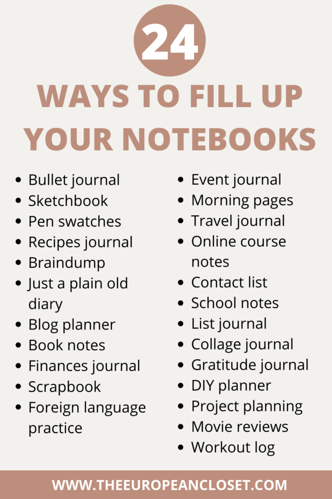 what about you never run out of ideas for what to do with your notebooks? Here's a list you can save to your Pinterest /phone of things you can do with your empty notebooks.