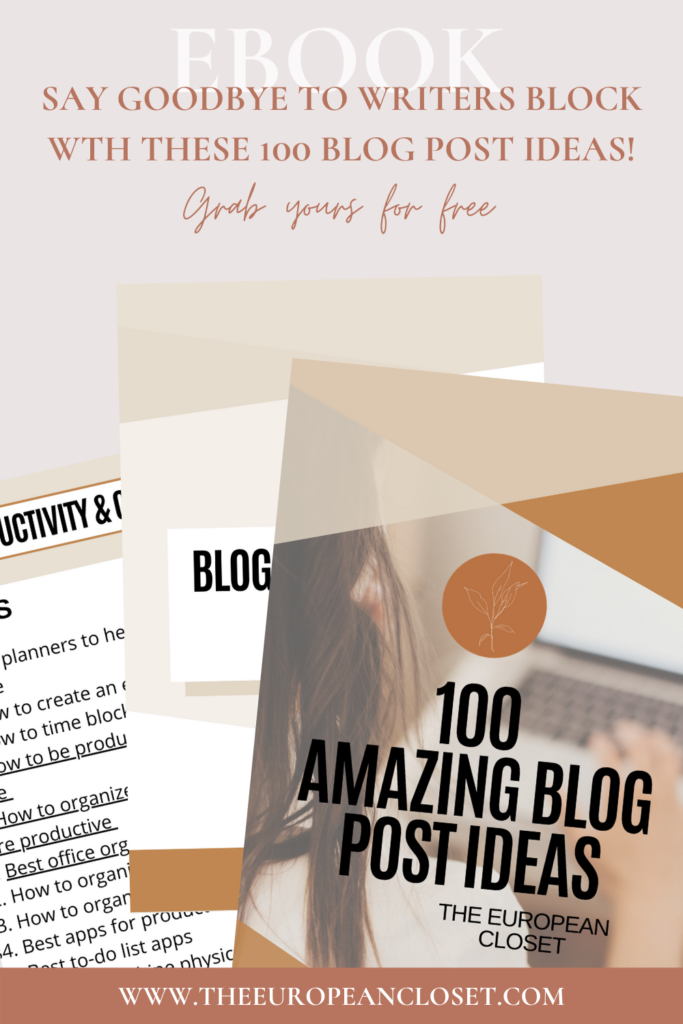 Today I'm sharing 100 blog post ideas for the following categories: fashion, lifestyle, blogging, social media productivity and organization