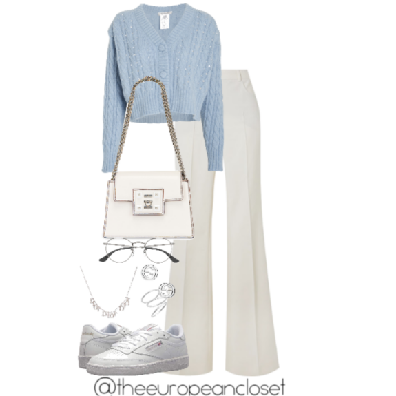 white sneakers matching pants