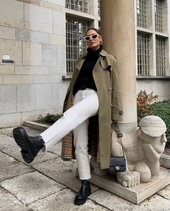 how to wear white jeans in winter 2