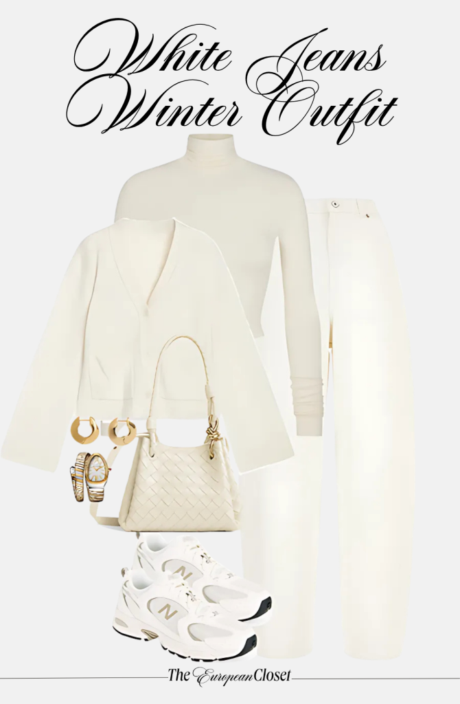 Do you have a pair of white jeans sitting in your closet and you don't know what to do with them? Here's how to wear white jeans in winter.