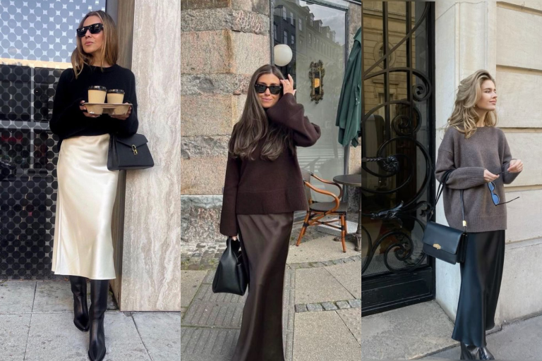 Satin Midi Skirt Outfits to Wear for Fall