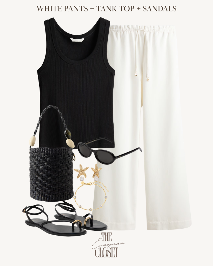 8 summer outfit formulas featuring neutral wardrobe essentials. Chic summer fashion inspiration for women.
