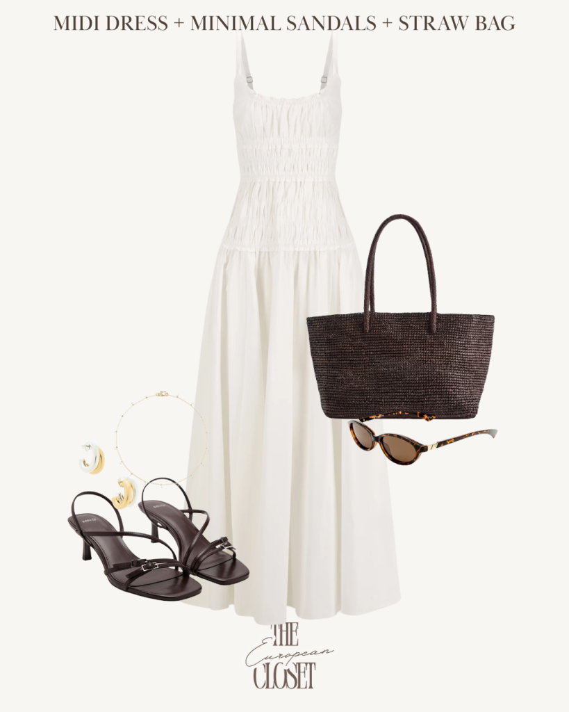 8 summer outfit formulas featuring neutral wardrobe essentials. Chic summer fashion inspiration for women.